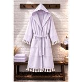 Hig Store %100 Pamuk Dokuma Kapüşonlu Cepli Unisex Pike Bornoz Ultra Yumuşak (M/l/xl) Beden - Lila