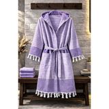Hig Store %100 Pamuk Dokuma Kapüşonlu Cepli Unisex Pike Bornoz Ultra Yumuşak (M/l/xl) Beden - Mor