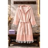 Hig Store %100 Pamuk Dokuma Kapüşonlu Cepli Unisex Pike Bornoz Ultra Yumuşak (M/l/xl) Beden - Pembe