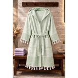 Hig Store %100 Pamuk Dokuma Kapüşonlu Cepli Unisex Pike Bornoz Ultra Yumuşak (M/l/xl) Beden - Yeşil