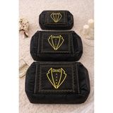 Hig Store 3'lü Gelindamat Figür Fransız Güpür Çeyizlik Bohça Söz Nişan Gelin Damat Hurç Seti 60X40/50X40/40X30 - Siyah - Gold - 60 x 40