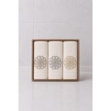 Hig Store 3'lü Kutulu %100 Pamuk Fransız Güpürlü Nakışlı Hediyelik Çeyizlik Mutfak Havlusu 30X50 Ebat - Ekru - Açık Kahverengi - Antrasit - 30 x 50 cm