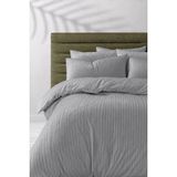Hig Store Çift Kişilik Çizgili Saten Çarşafı Lastikli Nevresim Takımı Otel Tipi Yumuşak & Parlak Kutulu - 200 x 220 cm - Gri