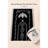 Hig Store Damat Motifli Damat Bohçası Hediyelik Çeyizlik Damat Seccade / Seccade Seti 3 Parça Hurç/Seccade/Tesbih