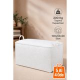 Hig Store Dayanıklı Taşınabilir Kulplu Fermuarlı 200 Kg Taşıma Kapasiteli Büyük Boy Yastık Yorgan Döşek Hurcu 100x50x50 Ebat Baza Altı Örme Hurç