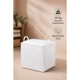 Hig Store Dayanıklı Taşınabilir Kulplu Fermuarlı 75 Kg Taşıma Kapasiteli Küçük Boy Kazak Hurcu 35x50x50 Ebat Baza Altı Örme Hurç