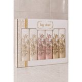 Hig Store Fransız Güpürlü Nakışlı Hediyelik Çeyizlik Gelin Damat Bohçası Kutulu %100 Pamuk Banyo Havlusu Havlu Seti 50X90 Ebat 6 Adet - 50 x 90 cm - Beyaz - Antrasit
