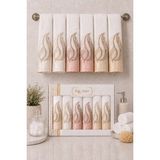 Hig Store Fransız Güpürlü Nakışlı Hediyelik Çeyizlik Gelin Damat Bohçası Kutulu %100 Pamuk Banyo Havlusu Havlu Seti 50X90 Ebat 6 Adet - 50 x 90 cm - Beyaz
