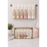 Hig Store Fransız Güpürlü Nakışlı Hediyelik Çeyizlik Gelin Damat Bohçası Kutulu %100 Pamuk Havlu Havlu Seti 30X50 Ebat 6 Adet - Duman - Turkuaz - 30 x 50 cm