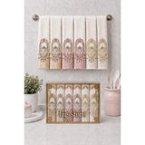 Hig Store Fransız Güpürlü Nakışlı Hediyelik Çeyizlik Gelin Damat Bohçası Kutulu %100 Pamuk Havlu Havlu Seti 30X50 Ebat 6 Adet - Mavi - Gül Kurusu - Sarı - 30 x 50 cm