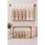 Hig Store Fransız Güpürlü Nakışlı Hediyelik Çeyizlik Gelin Damat Bohçası Kutulu %100 Pamuk Havlu Havlu Seti 30X50 Ebat 6 Adet - Mavi - Pembe - Su Yeşili - Beyaz - 30 x 50 cm