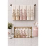 Hig Store Fransız Güpürlü Nakışlı Hediyelik Çeyizlik Gelin Damat Bohçası Kutulu %100 Pamuk Havlu Havlu Seti 30X50 Ebat 6 Adet - Pembe - Gri - Krem - Mint Yeşili - 30 x 50 cm