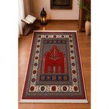 Hig Store Kadife Hediyelik Çeyizlik Dekoratif Gelin Damat Bohçası %100 Pamuk Kaydırmaz Taban Halı Seccade 80X120 Ebat - 80 x 120 cm - Kırmızı