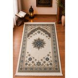 Hig Store Kadife Hediyelik Çeyizlik Dekoratif Gelin Damat Bohçası %100 Pamuk Kaydırmaz Taban Halı Seccade 80X120 Ebat - 80 x 120 cm - Krem