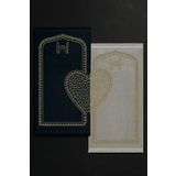 Hig Store Kalpli Eşli Çift / Gelin Damat Bohçası Çeyizlik Seccade Pamuk Taban Siyah-Boz Krem 80X120 Saçaklı