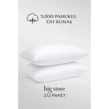 Hig Store Pamuklu %100 Sıvı Su Geçirmez Yastık Alezi Fermuarlı 2 Adet 50x70 Ebat Fermuarlı