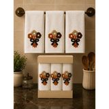 Hig Store Punch Panc Nakışlı Hediyelik Çeyizlik %100 Pamuk Mutfak Havlu Havlu Seti Kutulu 30*50 cm - 30 x 50 cm - Beyaz