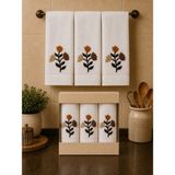 Hig Store Punch Panc Nakışlı Hediyelik Çeyizlik %100 Pamuk Mutfak Havlu Havlu Seti Kutulu 30*50 cm - Beyaz - Bej - Gri - 30 x 50 cm