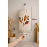 Hig Store Punch Panç Nakışlı Poşetlik - Poşet Düzenleyici - Poşet Organizeri Keten 40x25 cm 1 Adet