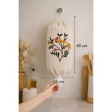 Hig Store Punch Panç Poşetlik Nakışlı - Poşet Düzenleyici - Poşet Organizeri 1 Adet 40X25 cm - Ahşap - Bej - 40 x 25