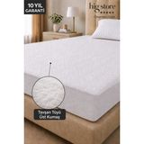 Hig Store Tavşan Tüyü Peluş Sıvı Su Geçirmez Ultra Yumuşak Sessiz Antibakteriyel Fitted Tasarım Tek Çift Battal Boy Yatak Koruyucu Alez - 180 x 200 cm - Beyaz