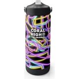 High 650 ml Kız Çocuk Siyah Çok Renkli Neon Desenli Çelik Suluk/matara (Pipetli) 38330