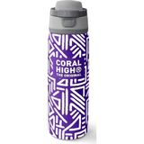 High 800 ml Kız Çocuk Mor Beyaz Geometrik Şekiller Pipetli ve Direkt Içim Çelik Termos/matara - 38543