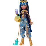 High Kısa Bluz ve Altın Rengi Detaylı Kot Kargo Pantolon Giyen Monster High Cleo De Nile Bebek, E