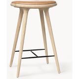 High Stool Bar Taburesi - Deri Oturaklı, Kayın Ağacı - Açık Kahverengi