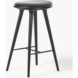 High Stool Bar Taburesi - Deri Oturaklı, Kayın Ağacı - Siyah