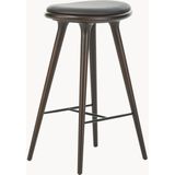 High Stool Bar Taburesi – Deri Oturaklı, Metal Ayaklı - Siyah - Kahverengi