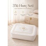 Higliving 3'lü Gelindamat Figür Fransız Güpür Çeyizlik Bohça Söz Nişan Gelin Damat Hurç Seti 60X40/50X40/40X30 - 3 Adet