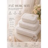 Higliving Zerafet Serisi Broşlu Fransız Güpür Gelin Damat 3’lü Hurç Seti - Krem - 3 Adet