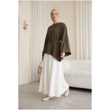 HİJABAYA Asimetrik Kesim Beli Bağcıklı Oversize Modal Tunik
