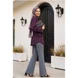 HİJABAYA Beli Cırtcırt Detay Boru Paça Kumaş Pantolon -Gri