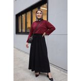 HİJABAYA Yuvarlak Yaka Salaş Penye Tunik -Koyu Bordo