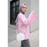 HİJABAYA Yuvarlak Yaka Salaş Penye Tunik -Pembe