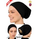 hijabchi Pratik Boru Bone - Arkası Açık Bone - Viskon Likralı - Siyah