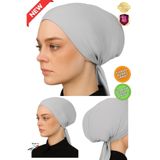 hijabchi XL Geniş Kalıp Tesettür İç Bonesi - Viskon Likralı Kumaş - Diyabetik Bone - Açık Gri