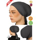 hijabchi XL Geniş Kalıp Tesettür İç Bonesi - Viskon Likralı Kumaş - Diyabetik Bone - Füme