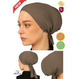 hijabchi XL Geniş Kalıp Tesettür İç Bonesi - Viskon Likralı Kumaş - Diyabetik Bone - Koyu Vizon