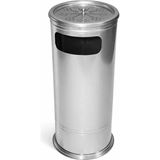 Hijyen Dükkanı Jumbo Boyalı Dış Mekan Küllük - 45 Litre Geniş Kapasite - Model - Elektrostatik Boyalı Dayanıklı Metal Gövde - Bahçe, Ofis ve Avm Tipi Silindirik Çöp Kovası Küllük S-165 - Renk - Metalik Gri