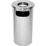 Hijyen Dükkanı Metal Maxi Dış Mekan Küllük 430 Kalite Paslanmaz Çelik 35 Litre Silindirik Büyük Boy Çöp Kovalı Küllük S-750 - Metalik Gri