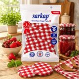 Hijyenik Paketli 10 Adet Kavanoz Kapağı – Mat Kırmızı Ekose – 82 mm
