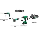 Hikoki Set-1 (830 W 26 Mm 3.2 J Sds Plus Kırıcı Delici+1400 W 125 Mm Elektrikli Avuç Taşlama+140 Nm 4-8 Mm Akülü Darbeli Vidalama)