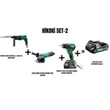 Hikoki Set-2 (830 W 26 Mm 3.2 J Sds Plus Kırıcı Delici+900W 115 Mm Elektrikli Avuç Taşlama+Akülü Darbeli Matkap Vidalama)