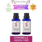 Hikona Heka 2 Adet Citronella Uçucu Yağı(Citronella Essential Oil)Saf ve Doğal YAĞ(2x10 ml)