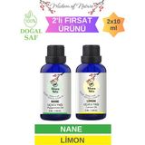 Hikona Heka 2'li Set (Nane Uçucu Yağı-Limon Uçucuyağı ) Saf ve Doğal Uçucu Yağ (2x10 ml)
