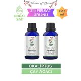 Hikona Heka 2'li Set (OKALİPTUS UÇUCU YAĞI 10 ML - ÇAY AĞACI UÇUCU YAĞI) %100 Saf Ve Doğal 2x10ml