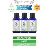 Hikona Heka 3'lü Set (OKALİPTUS - NANE - ÇAY AĞACI) Uçucu Yağı %100 Saf Ve Doğal (3X10 ML)